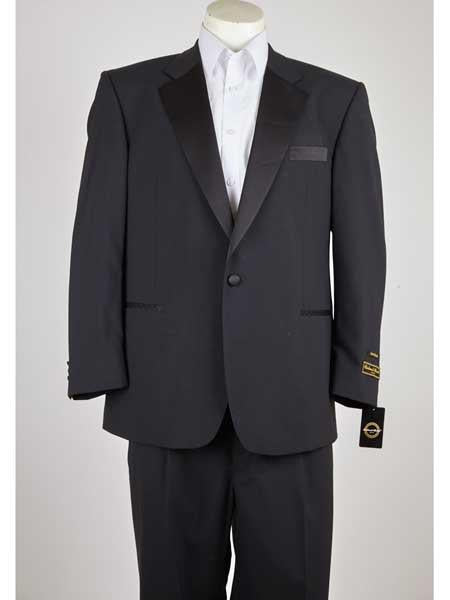1 Button Men's Black Classic Fit Suit