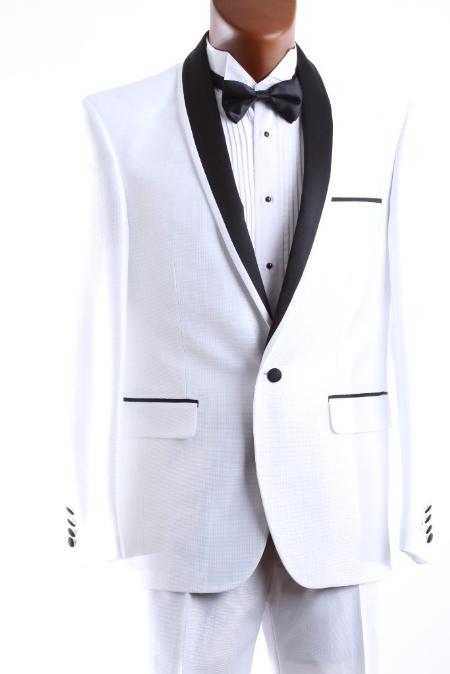 Vitali One Button White Tuxedo Suit For Men M3169 main image 0