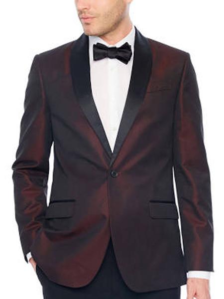 Men's Shiny Flashy Black and Burgundy ~ Wine ~ Maroon Suit ~Blazer Sport Coat
