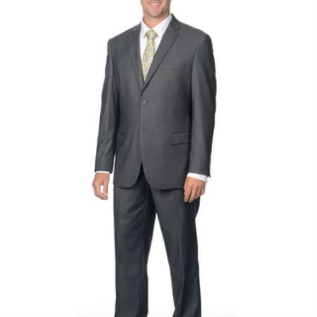 Men's Slim Fit Grey 2-button Notch Collar Business Suit