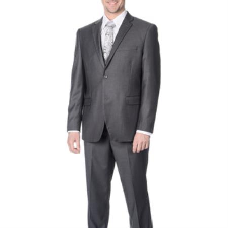 Slim Fit Suit Men's Double Grey Flat-frontes Trousers Suit