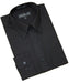 Solid Black Cotton Blend Dress Shirt With Convertible Cuffs Men's Dress Shirt mensusa