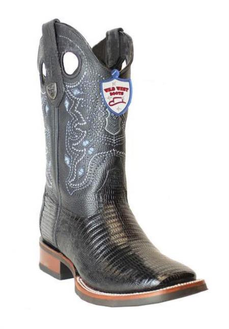 Bottes Western Homme Wild West En Lézard Teju, Taille 9 EE, Multicolores, Faites Main