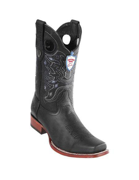 Men's Black Wild West Genuine Rage Cowboy Leather Square Toe Dress Cowboy Boot Cheap Priced For Sale Online Handmade