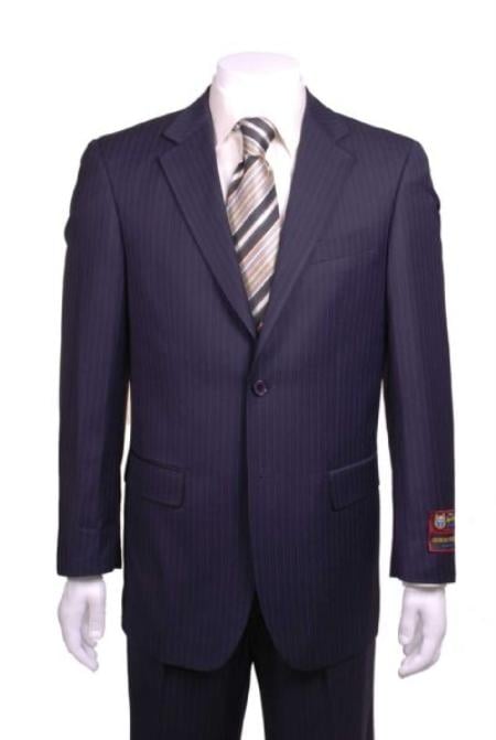 Mens Modern Fit 2 Button No Pleated Flat Front Pants Pinstripe Suit in Toffee main image 1