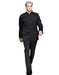 Super High Quality Exclusive Style and Cut 8 Button Black Mandarin Banded Collar Suits mensusa