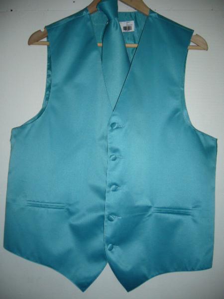 TORQUISE GROOMSMEN DRESS TUXEDO WEDDING Vest ~ Waistcoat ~ Waist coat & TIE SET Buy 10 of same color Tie For $25 Each - Men's Neck Ties - Mens Dress Tie - Trendy Mens Ties mensusa