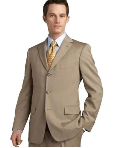 Tan - Beige/Bronze - Camel Super 140's Men's Three Buttons Style suit - mensusa