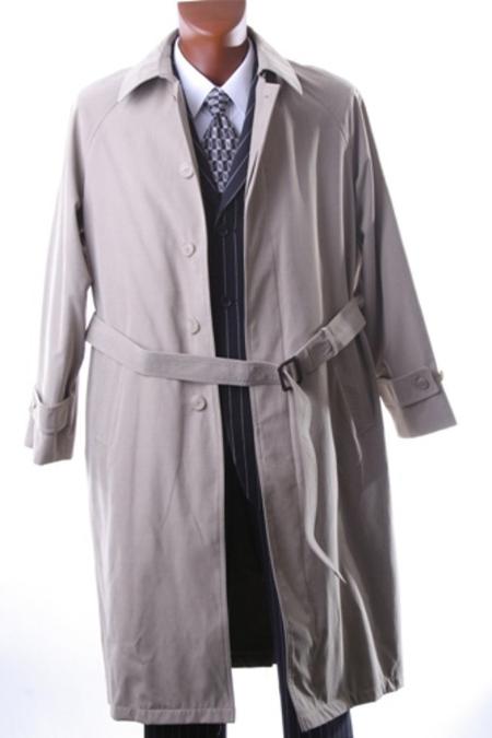 Men's Dress Coat IRENE05 Men's Taupe Full Length All Year Round Raincoat-Trench Coat Long Style