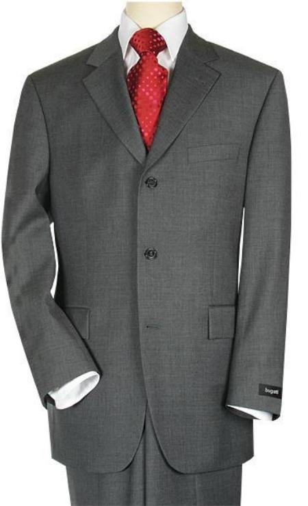 Mid Gray Business Men Suit Super 150 Three - 3 Buttons Style Premier Quality Italian Fabric Design
