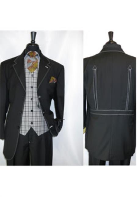 FORTINO LANDI Men's Olive 4-Btn Fashion Suit with Double-Breasted Vest