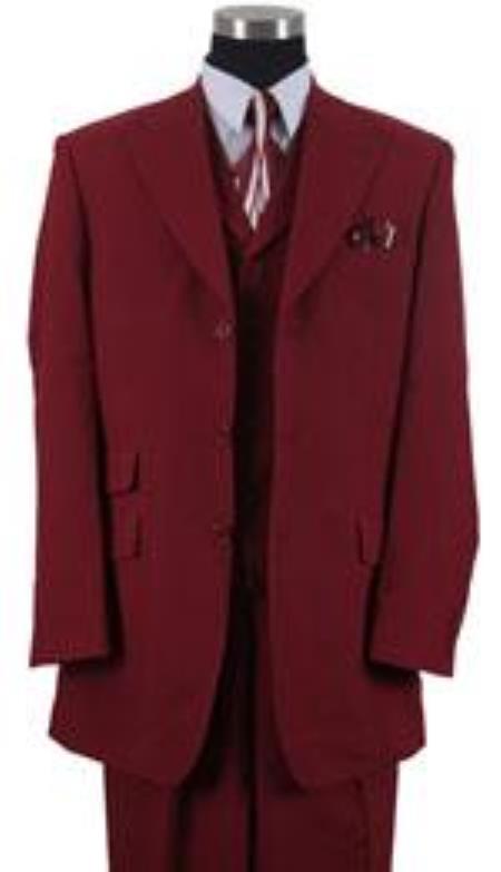 Men's Shiny  Closure Purple ~ Burgundy ~ Wine ~ Maroon Suit 2 Button Pinstripe Burgundy  Suit main image 0