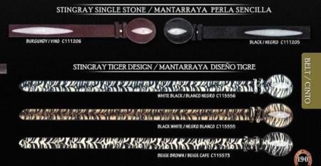 Cowboy Exotic Belt 1.5 Stingray Single Stone & Tiger pattern Design by Los Altos