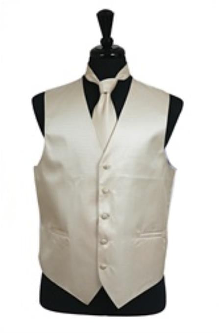Tuxedo Vest - Wedding Vest Horizontal Rib Pattern Dress Tuxedo Wedding Vest ~ Waistcoat ~ Waist coat Tie Set Beige Buy 10 of same color Tie For $25 Each - Men's Neck Ties - Mens Dress Tie - Trendy Mens Ties mensusa