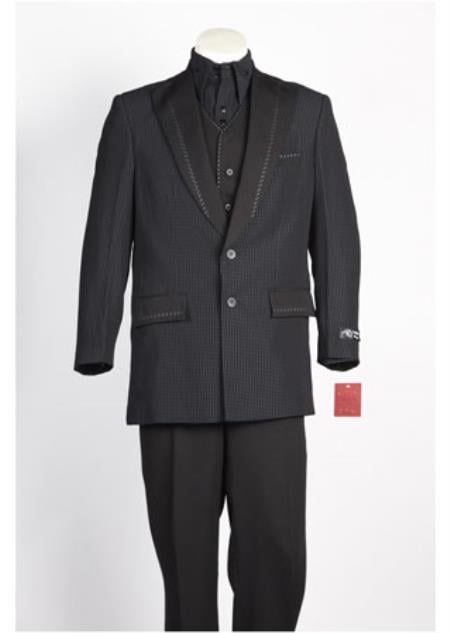 Men's 2 Button Suit Black Blue
