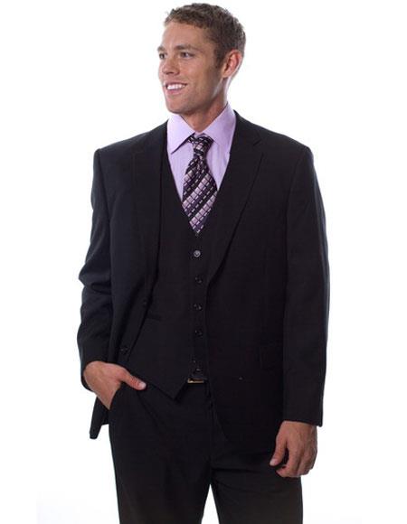 Brand: Caravelli Collezione Suit - Caravelli Suit - Caravelli italy Caravelli Men's 2 Button Black Classic Fit Single Vent Suit
