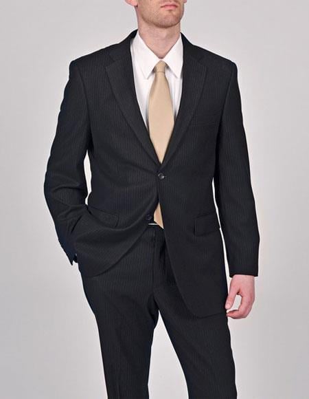 Brand: Caravelli Collezione Suit - Caravelli Suit - Caravelli italy Caravelli Men's Black Pinstrip 2 Button Vested Suit