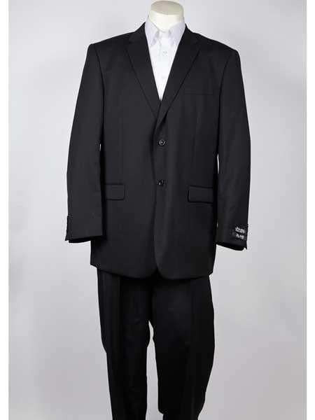 Two Button Men's Classic Fit Black Pinstripe Suit