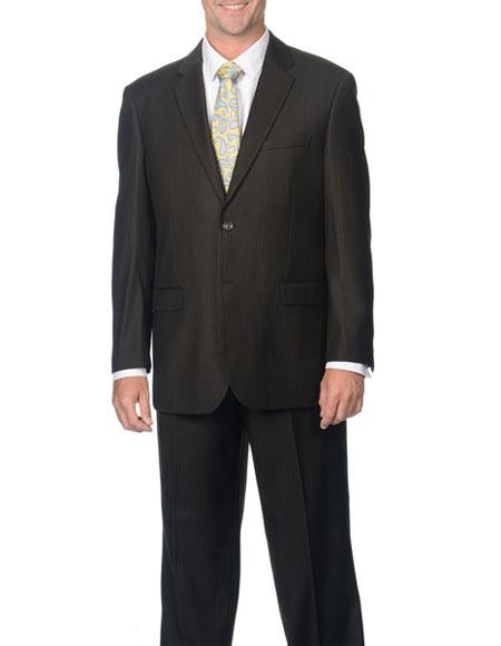 Brand: Caravelli Collezione Suit - Caravelli Suit - Caravelli italy Caravelli Men's 2 Button Brown Pinstripe Double Vent Suit
