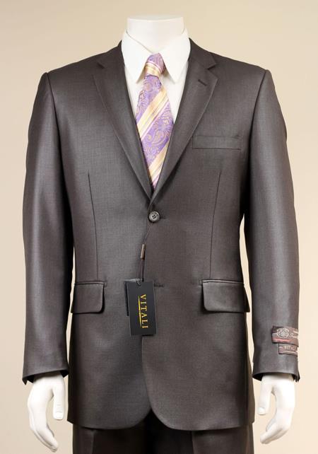 Men’s Dark Brown Shiny Sharkskin 2 Button Suit, Formal Wedding Business Dress Suit