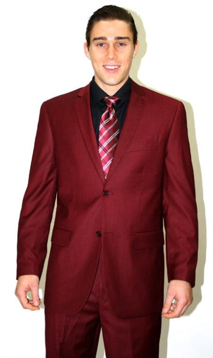 Men's Burgundy 2 Piece affordable suit online sale Burgundy Suit