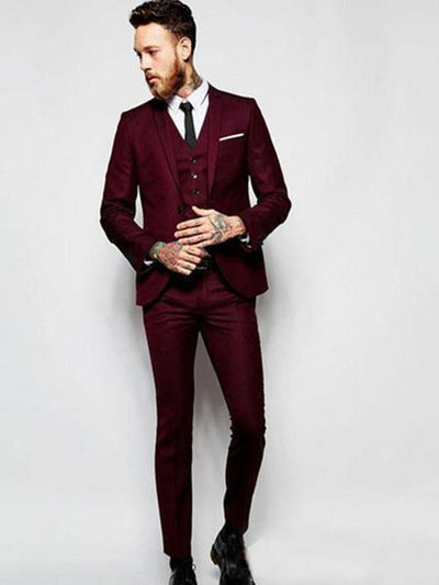 Black and Burgundy Suit