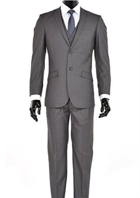 Men's 2 Button Charcoal  Suit - Color: Dark Grey Suit main image 1