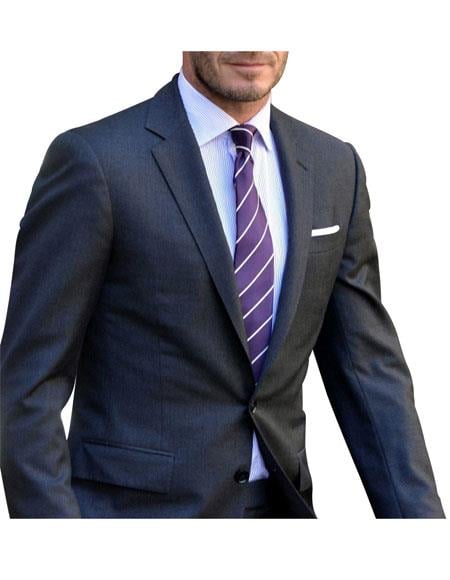 Men's 2 Button Charcoal Suit - Color: Dark Grey Suit
