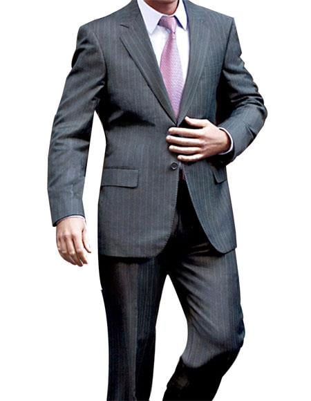 Men's 2 Button Charcoal Pinstripe Suit - Color: Dark Grey Suit