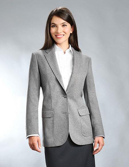 Womenâ€™s Two Button 100% Polyester Cheap Priced Designer Fashion Dress Casual Blazer On Sale Blazer Grey