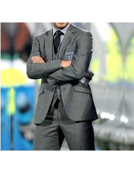 Men's David Beckham Grey 2 Button Suit