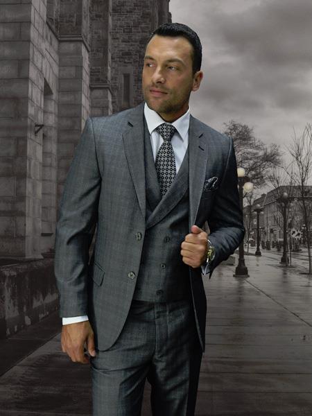 GREY Statement Suits Clothing Confidence Plaid Suit