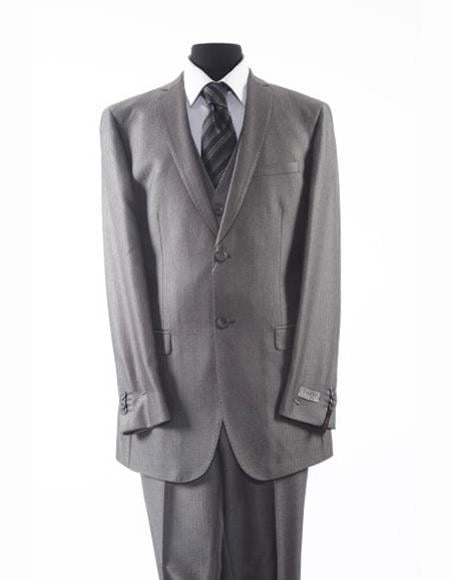Tazio Brand Suit Men's Grey 2 Button Vested Suit