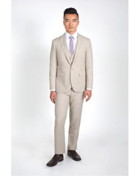 Mens Suits Los Angeles Why Rent To Setup The Group - Call: 3104300939 Men's 2 Button Heathered Tan Groomsmen Suits ~ Groom Wedding Slim Fit Suit With Vest