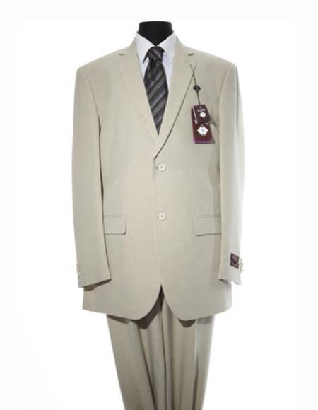 Men's 2 Button Solid Ivory Modern Fit Suits Suit