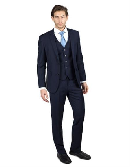 Men's Dark Navy Two Button Three Piece Suit main image 0