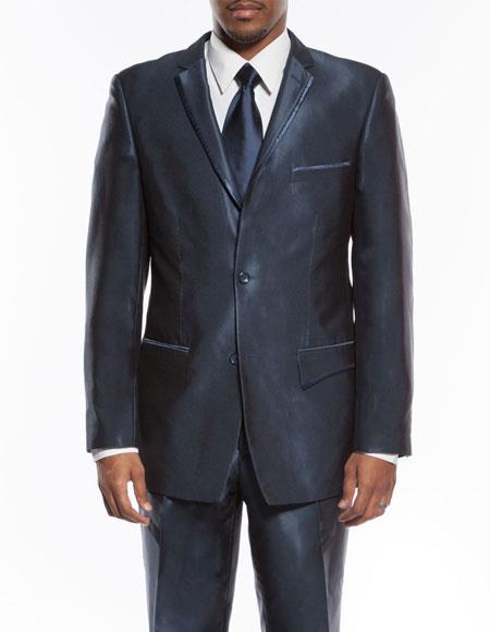 Men's Navy Blue slim fit trimmed lapel wedding prom 2026 tuxedo