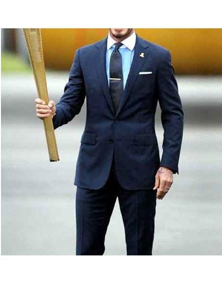 Men's David Beckham Dark Navy 2 Button Suit