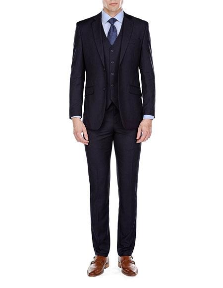 Men's Slim Fit 3 Piece 2 Button Dark Navy Suits (Buy Wholesale 10PC&UP of this for $90)
