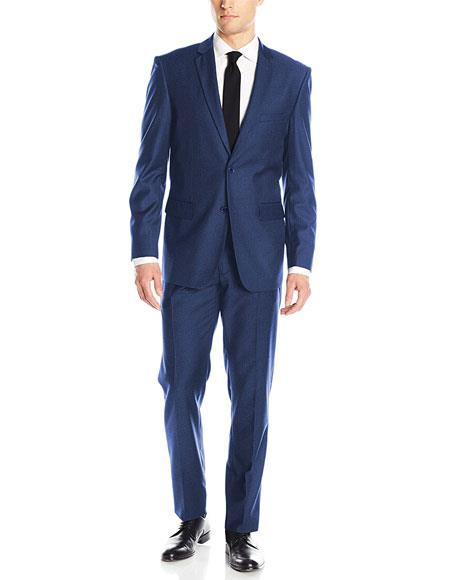 Men's 2 Button Royal Blue Classic & Slim Fit Blend Dress Suits for Men