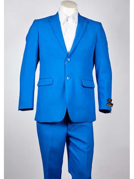 Two Button Men's BlueSlim Fit Suit — Menssuitsatlanta