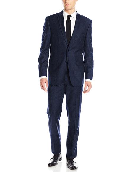 Men's Classic & Slim Fit Slate Blue 2 Button Blend Suits
