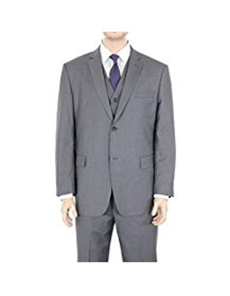 Men's 2 Button Classic Fit Gray Solid Twill Suit (We have more Braveman suits Call 1-844-650-3963 to order)