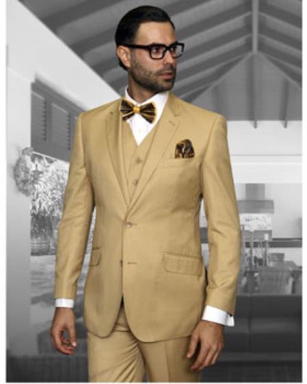 Statement Confidence Men's Chestnut ~ Khaki ~ Bronze ~ Camel 2 Button Modern Fit Suits Wool Fine Brands Best Italian Style Cut Suits