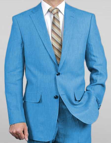 Mens Turquoise Linen Suit