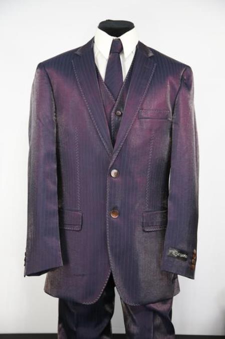 Men's Sharkskin Entertainment Stitch Zoot Suit Ultraviolet White Stitching