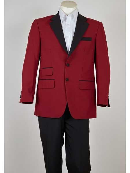 Men's 2 Button Black Slim Fit Burgundy ~ Wine ~ Maroon Suit