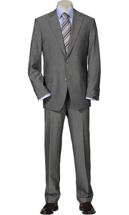 Mix and Match Suits Men's Solid Light Gray Quality 2 Buttons Portly Su ...