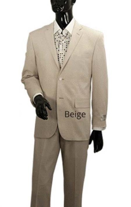 Men's Light Tan Sand Stone Beige 2 Button Linen Summer Suit Jacket + Pants - Mens Linen Suit