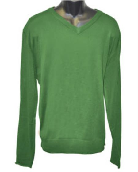 Men's K Green V Neck Long Slevee Sweater set Available in Mens Big And Tall Sweaters Sizes